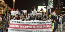 Ablukaya ve soykırıma direnen Filistin halkı için yola çıkan Sumûd filosu ile dayanışmak için sokaklardaydık! 