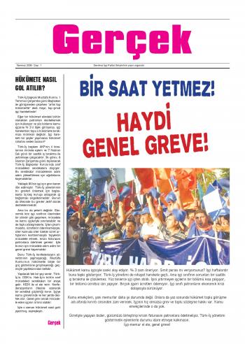 Gerçek Gazetesi Sayı 1