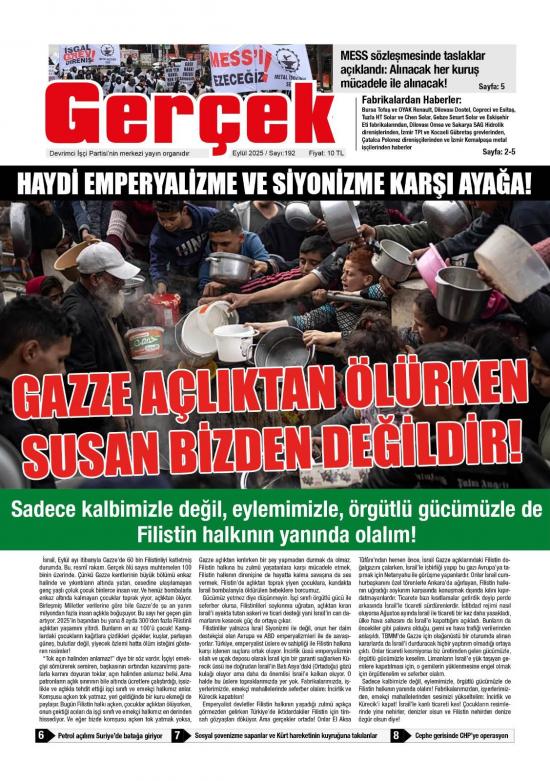 Gerçek Gazetesi Sayı 192 - Eylül 2025