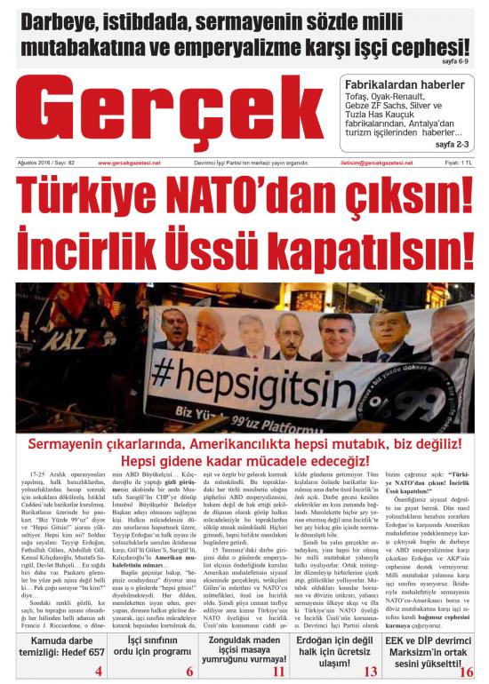 Gerçek Gazetesi Sayı 82 - Ağustos 2016
