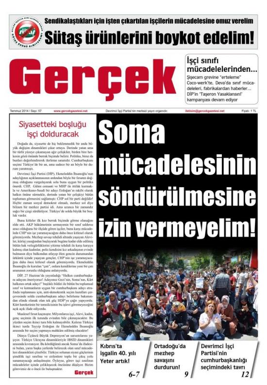 Gerçek Gazetesi Sayı 57 Kapak